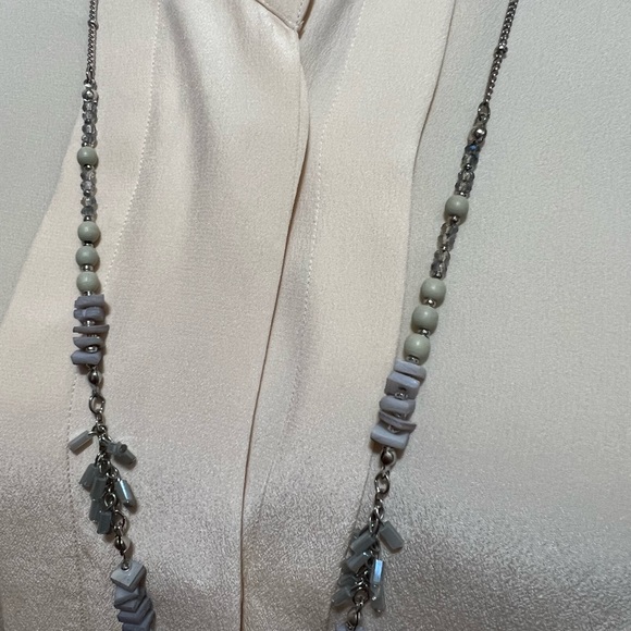 LOFT Silver Tone Crystal Tussle Necklace - Picture 4 of 6